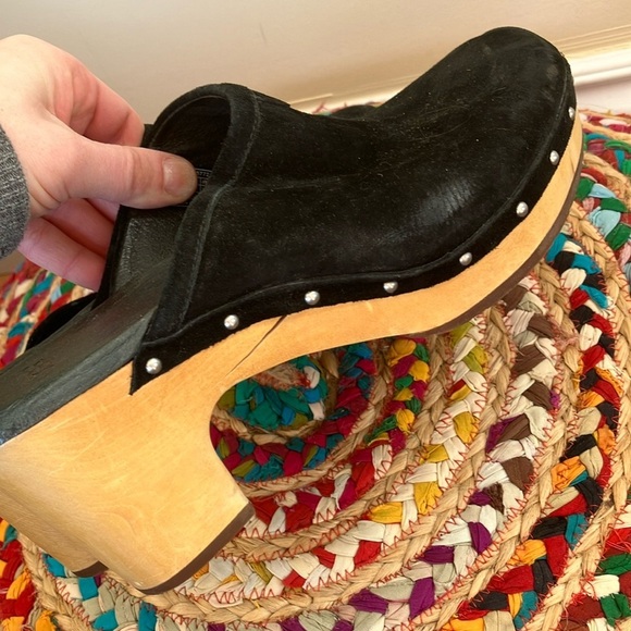 UGG Black Suede Slip-On Mules Clogs Shoes - Picture 3 of 8
